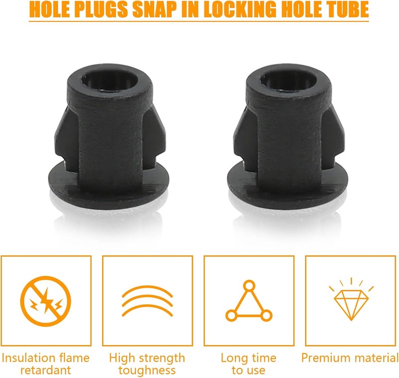 Suiwotin 100PCS 6mm (1/4") Black Hole Plugs Plastic Flush Type Hole Plugs Snap in Locking Hole Tube, Furniture Fencing Post Pipe Insert End Caps (Black) - Image 3